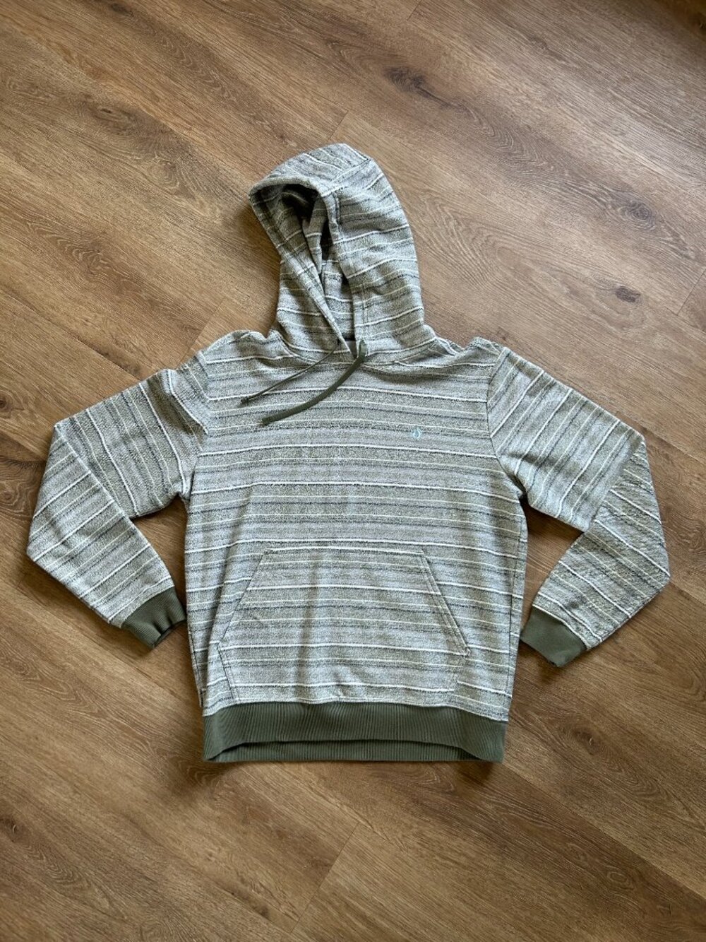 Hang Ten Baja Comfy Hoodie Men’s Pullover Green Beige Gray Surf Style Size Small